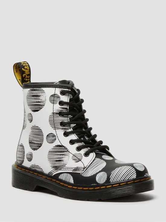 Dr. Martens Other - Dr. Martens 1460 J Polka Dot Lace Up Side Zip Leather Combat Boots, UK 2, US 3